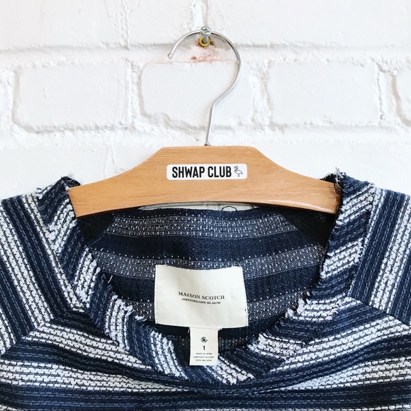 MAISON SCOTCH striped navy blue blouse structured - Picture 4 of 4